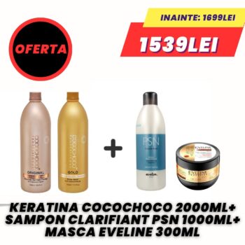 OFERTA PREMIUM PLUS - Keratina 2000ml + Sampon Clarifiant PSN (CADOU) + Masca Eveline (CADOU)